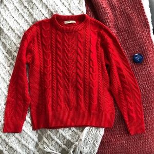 Pull & Bear Red Cable-Knit Sweater XS/S